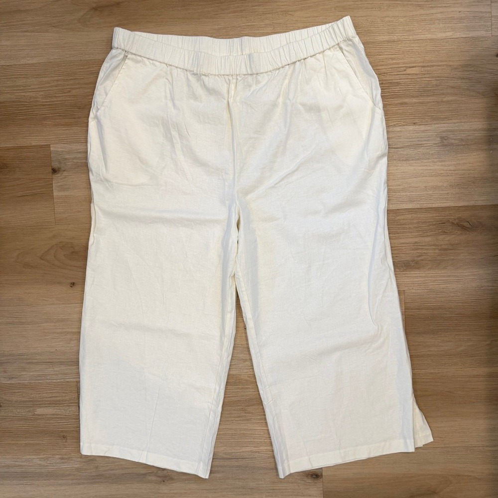 Wynne Layers White Linen Casual Summer Pants Women's Size 2X